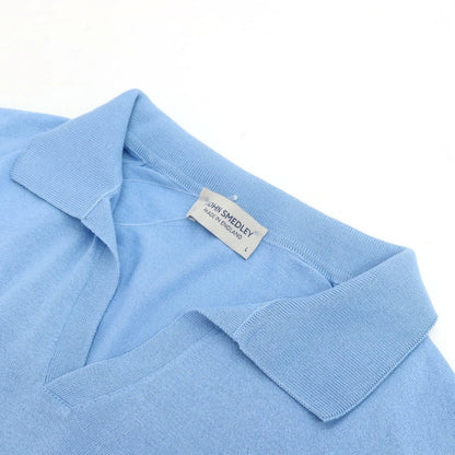 【中古】ジョンスメドレー JOHN SMEDLEY シーアイランドコットン スキッパー 半袖 ポロニット ライトブルー【サイズL】【 状態ランクB 】【 メンズ 】