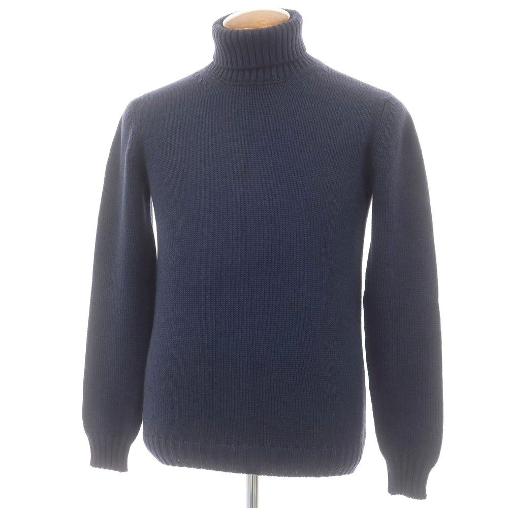 【中古】ロベルトコリーナ ROBERTO COLLINA ミドルゲージ ウール タートルネック プルオーバーニット ネイビー【 48 】【 状態ランクB 】【 メンズ 】