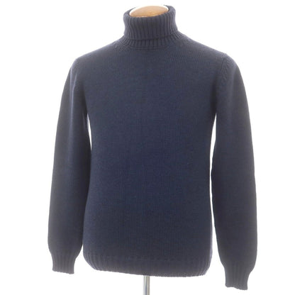 【中古】ロベルトコリーナ ROBERTO COLLINA ミドルゲージ ウール タートルネック プルオーバーニット ネイビー【 48 】【 状態ランクB 】【 メンズ 】