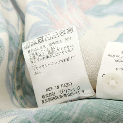 【中古】ファーアフィールド FAR AFIELD セルロース アニマル柄 プリント オープンカラー 半袖シャツ ベージュxネイビー【サイズ4】【 状態ランクB 】【 メンズ 】