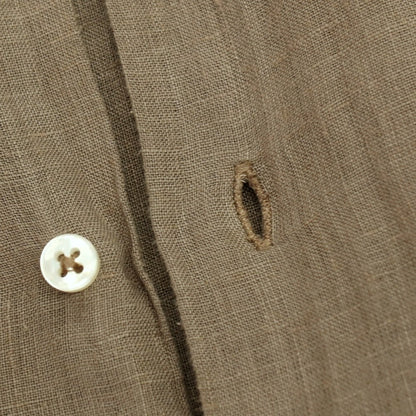 【中古】ブローバック Brouback リネン ワイドカラー カジュアルシャツ グレイッシュブラウン【サイズ40】【 状態ランクB 】【 メンズ 】