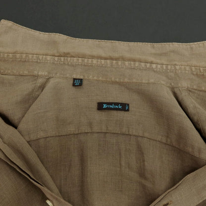 【中古】ブローバック Brouback リネン ワイドカラー カジュアルシャツ グレイッシュブラウン【サイズ40】【 状態ランクB 】【 メンズ 】