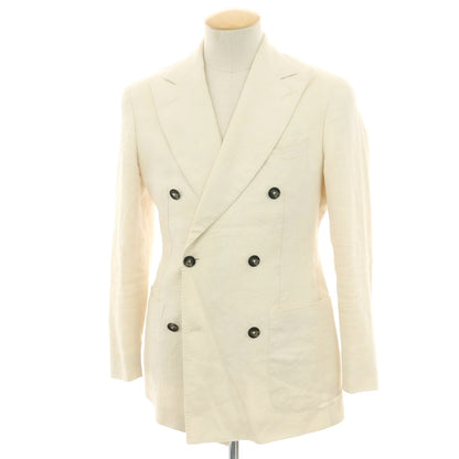 【中古】タリアトーレ TAGLIATORE リネン ダブル6B テーラードジャケット アイボリー【 44 】【 状態ランクD 】【 メンズ 】
