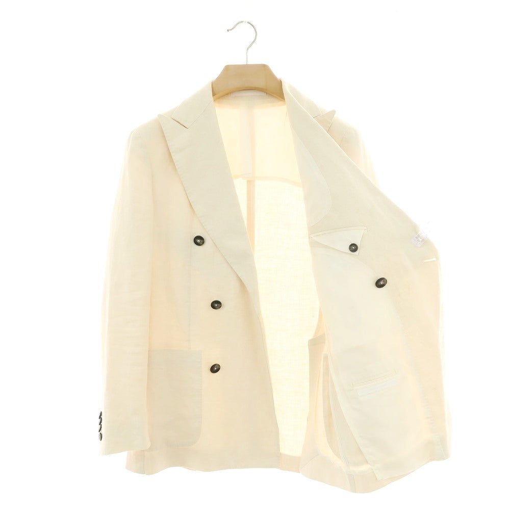 【中古】タリアトーレ TAGLIATORE リネン ダブル6B テーラードジャケット アイボリー【 44 】【 状態ランクD 】【 メンズ 】