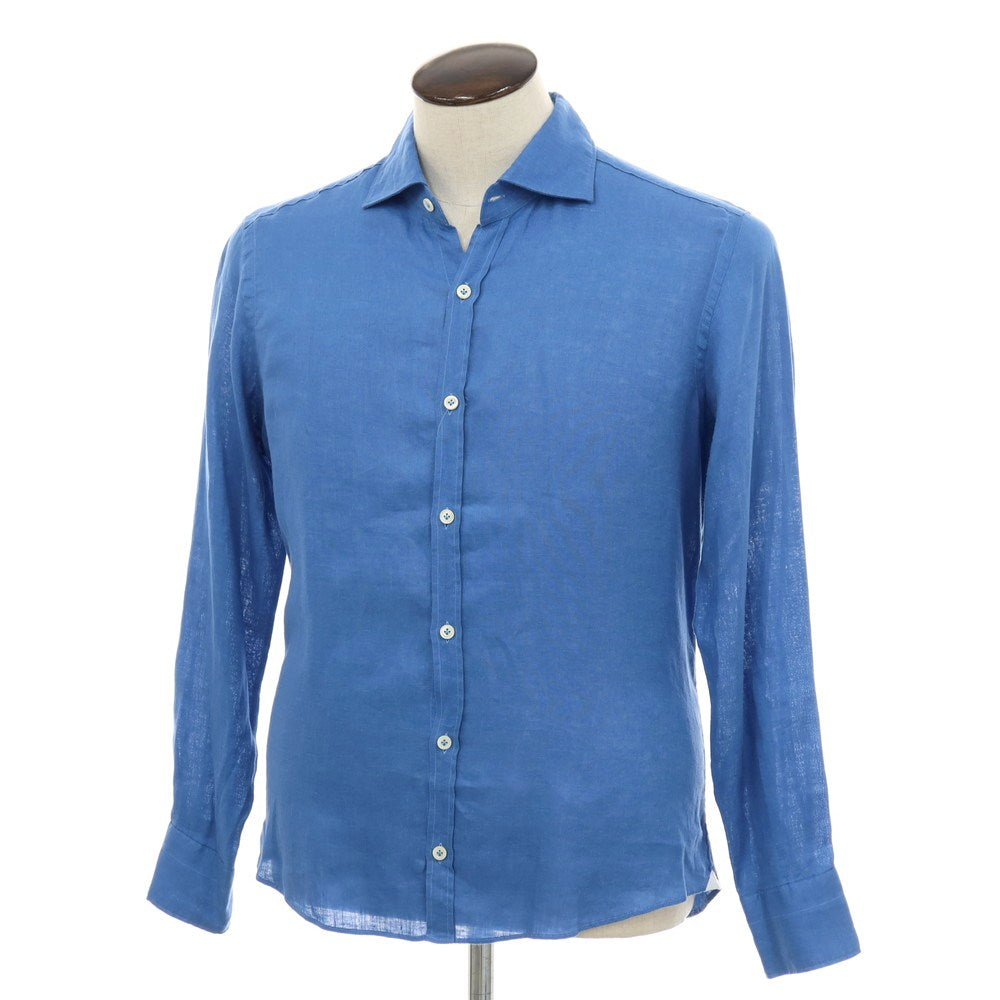 【中古】ジャンネット giannetto リネン ワイドカラー カジュアルシャツ ブルー【サイズ41】【 状態ランクB 】【 メンズ 】