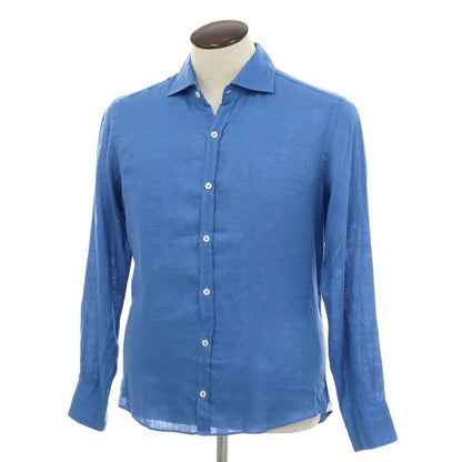 【中古】ジャンネット giannetto リネン ワイドカラー カジュアルシャツ ブルー【サイズ41】【 状態ランクB 】【 メンズ 】