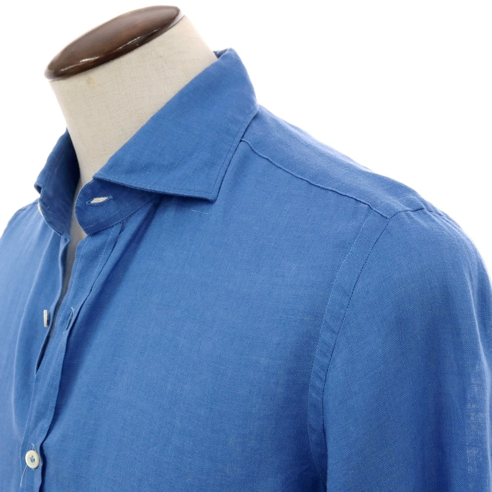 【中古】ジャンネット giannetto リネン ワイドカラー カジュアルシャツ ブルー【サイズ41】【 状態ランクB 】【 メンズ 】