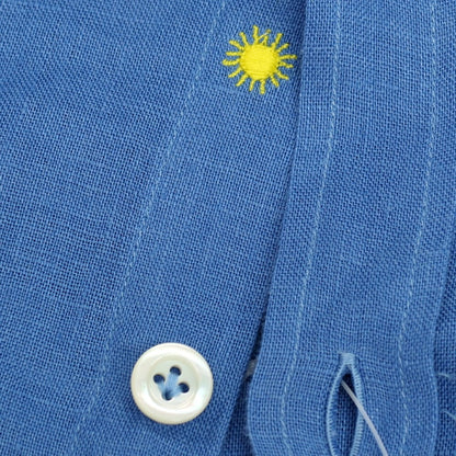 【中古】ジャンネット giannetto リネン ワイドカラー カジュアルシャツ ブルー【サイズ41】【 状態ランクB 】【 メンズ 】