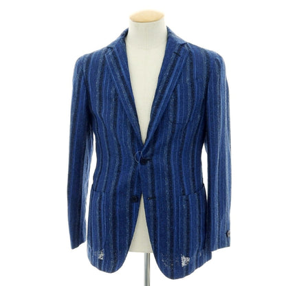 【中古】エルネスト ernesto GFB リネンナイロン ストライプ 2B テーラードジャケット ライトネイビーxブラック【 44 】【 状態ランクB 】【 メンズ 】