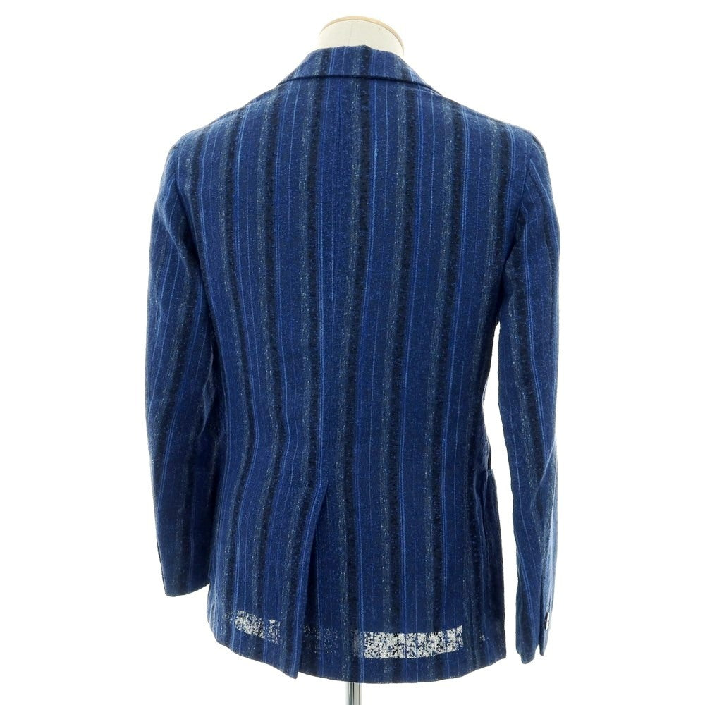 【中古】エルネスト ernesto GFB リネンナイロン ストライプ 2B テーラードジャケット ライトネイビーxブラック【 44 】【 状態ランクB 】【 メンズ 】