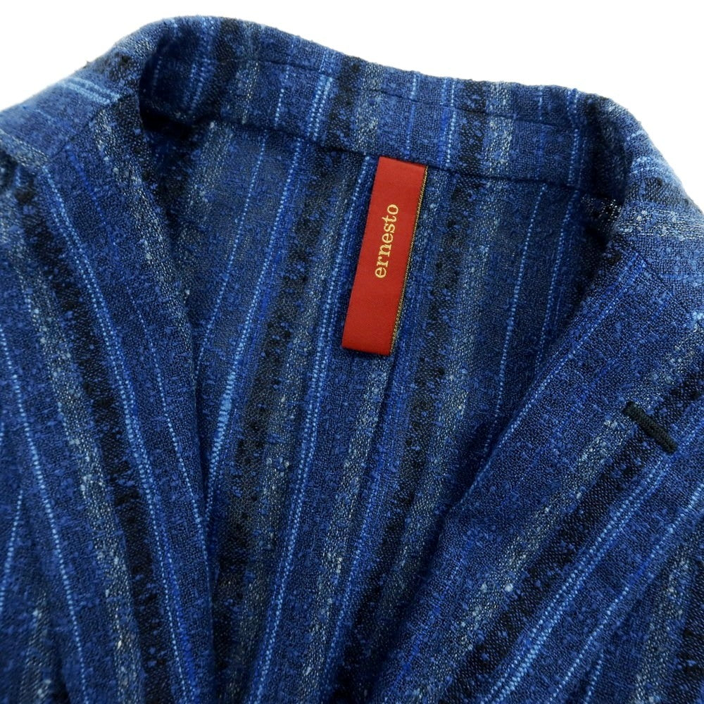 【中古】エルネスト ernesto GFB リネンナイロン ストライプ 2B テーラードジャケット ライトネイビーxブラック【 44 】【 状態ランクB 】【 メンズ 】