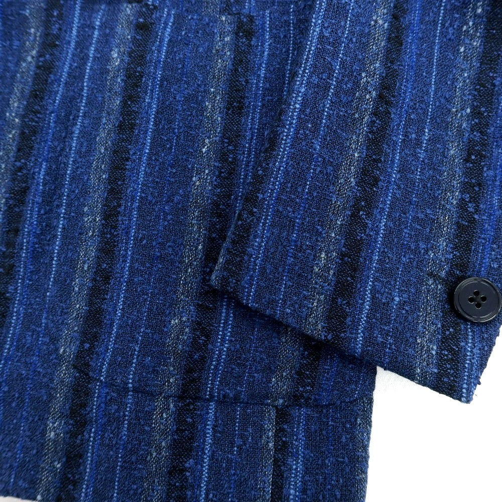 【中古】エルネスト ernesto GFB リネンナイロン ストライプ 2B テーラードジャケット ライトネイビーxブラック【 44 】【 状態ランクB 】【 メンズ 】