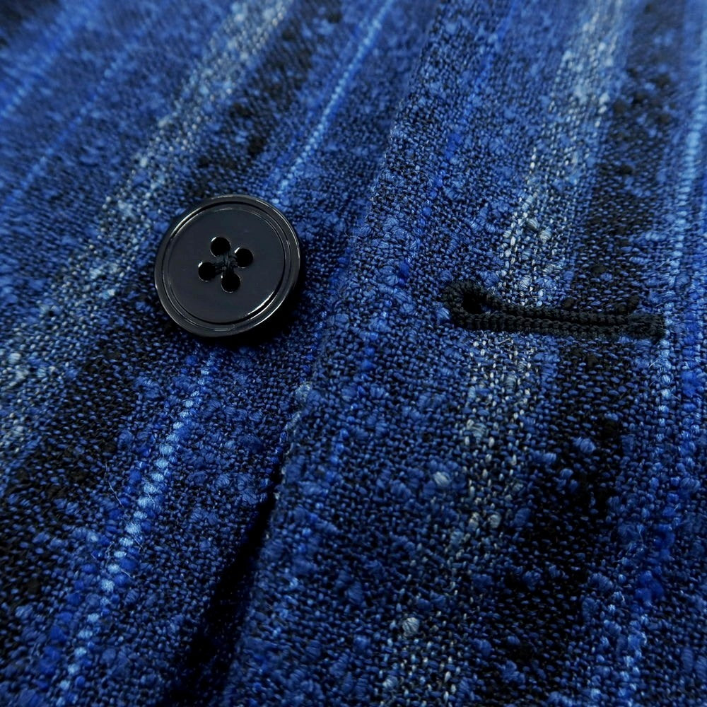 【中古】エルネスト ernesto GFB リネンナイロン ストライプ 2B テーラードジャケット ライトネイビーxブラック【 44 】【 状態ランクB 】【 メンズ 】