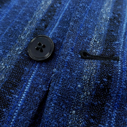 【中古】エルネスト ernesto GFB リネンナイロン ストライプ 2B テーラードジャケット ライトネイビーxブラック【 44 】【 状態ランクB 】【 メンズ 】