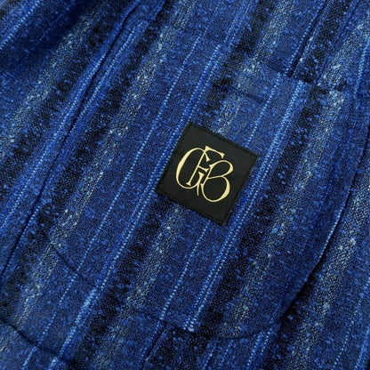 【中古】エルネスト ernesto GFB リネンナイロン ストライプ 2B テーラードジャケット ライトネイビーxブラック【 44 】【 状態ランクB 】【 メンズ 】