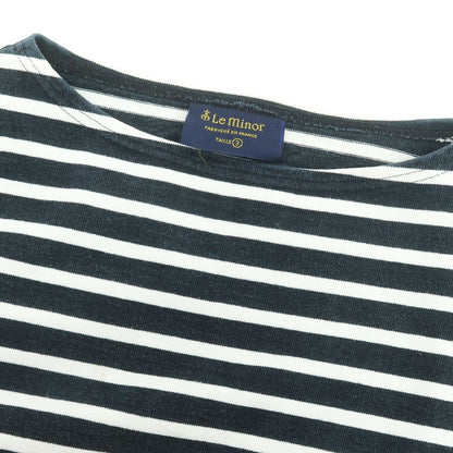 【中古】ルミノア Le Minor コットン ボーダー ボートネック バスク 長袖Ｔシャツ ブラックxホワイト【 3 】【 状態ランクC 】【 メンズ 】