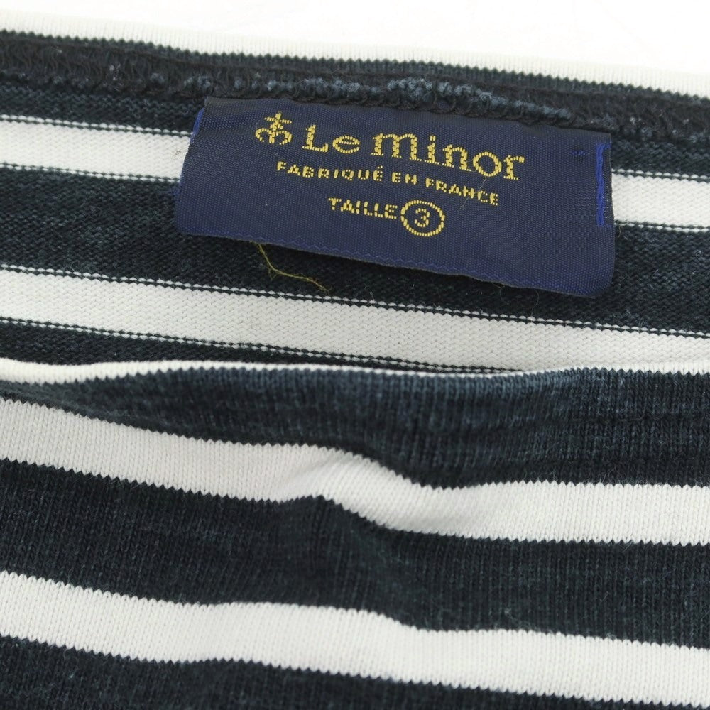 【中古】ルミノア Le Minor コットン ボーダー ボートネック バスク 長袖Ｔシャツ ブラックxホワイト【 サイズ3 】【 状態ランクC 】【 メンズ 】 [APD]