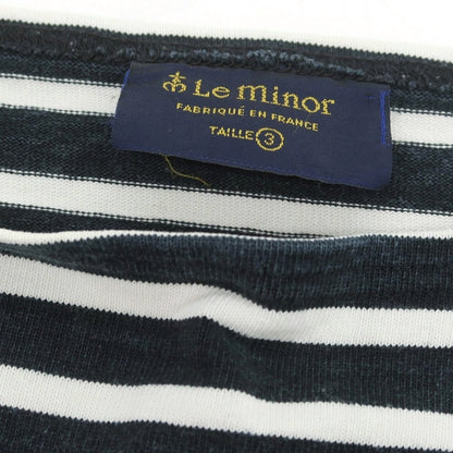 【中古】ルミノア Le Minor コットン ボーダー ボートネック バスク 長袖Ｔシャツ ブラックxホワイト【 3 】【 状態ランクC 】【 メンズ 】