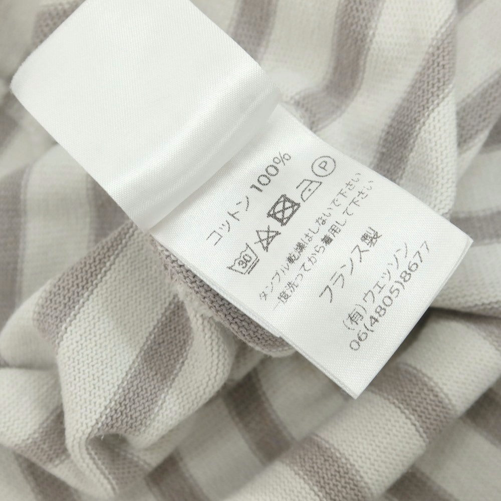 【中古】セントジェームス SAINT JAMES コットン ボーダー ボートネック バスク 長袖Ｔシャツ ライトベージュxグレージュ【 6（FRA） 】【 状態ランクC 】【 メンズ 】