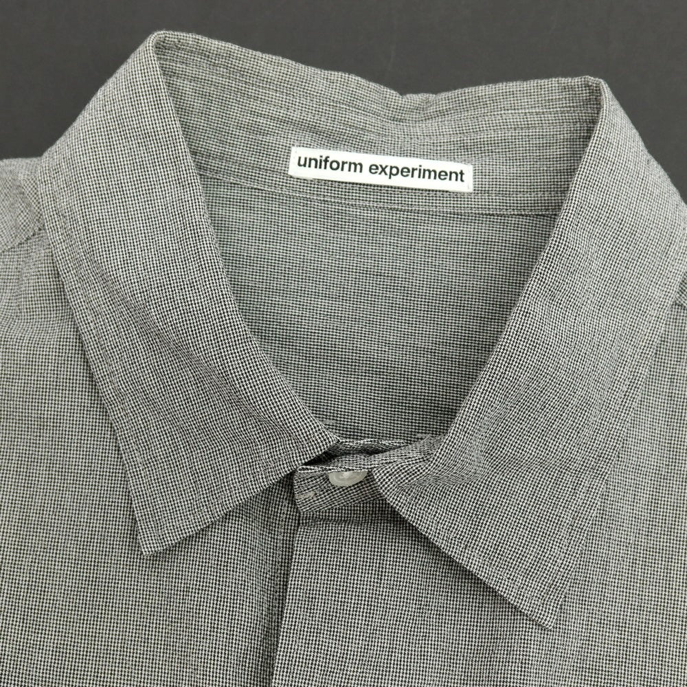 【中古】ユニフォームエクスペリメント uniform experiment 2025年春夏 コットン ハウンドトゥース レギュラーカラー カジュアルシャツ ブラックxホワイト【サイズ4】【 状態ランクB 】【 メンズ 】 [DPD]