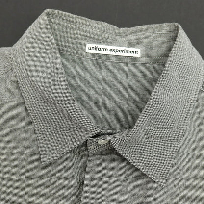 【中古】ユニフォームエクスペリメント uniform experiment 2025年春夏 コットン ハウンドトゥース レギュラーカラー カジュアルシャツ ブラックxホワイト【サイズ4】【 状態ランクB 】【 メンズ 】