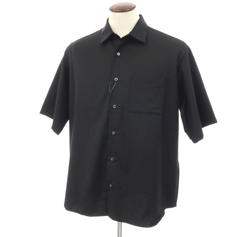【中古】ソフネット SOPHNET. 2025年春夏 ストレッチ ポリエステルウールレーヨン レギュラーカラー 半袖シャツ ブラック【サイズXL】【 状態ランクB 】【 メンズ 】 [DPD]