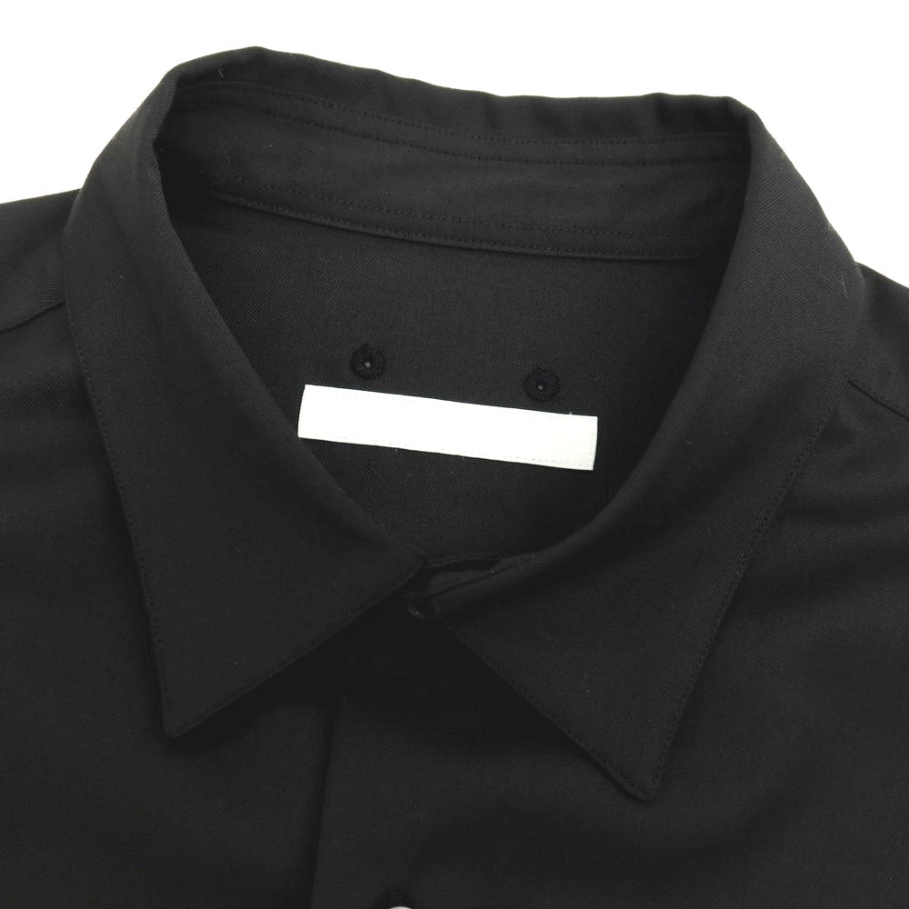 【中古】ソフネット SOPHNET. 2025年春夏 ストレッチ ポリエステルウールレーヨン レギュラーカラー 半袖シャツ ブラック【サイズXL】【 状態ランクB 】【 メンズ 】