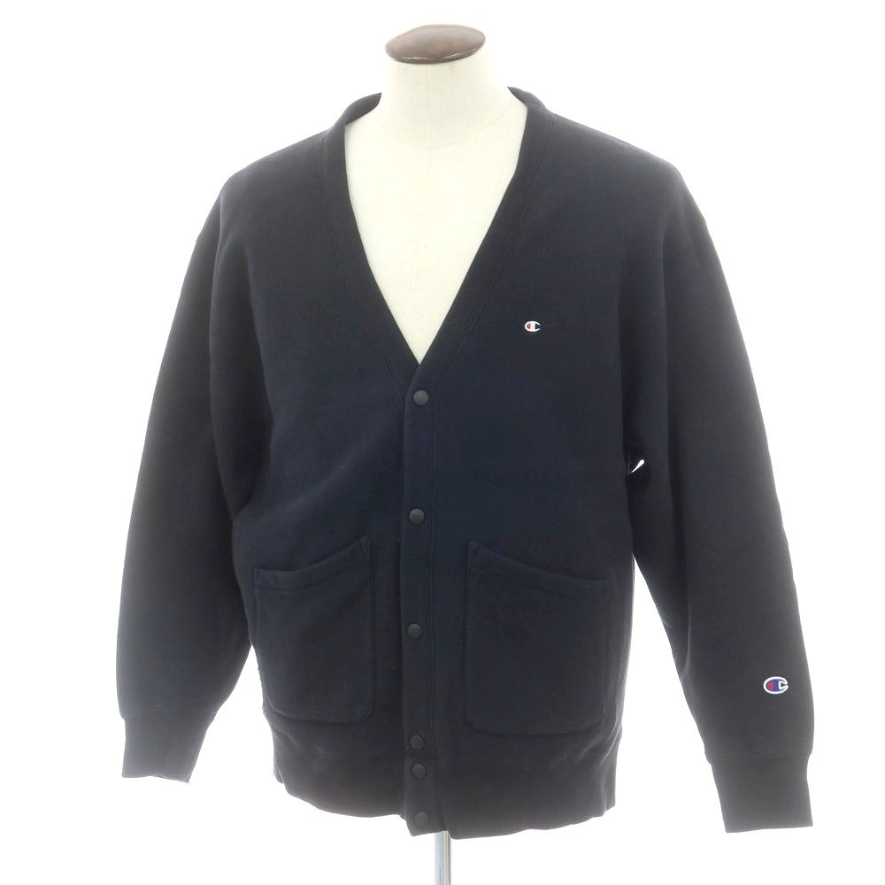 【中古】チャンピオン Champion コットンポリエステル スウェット カーディガン ブラック【 L 】【 状態ランクC 】【 メンズ 】