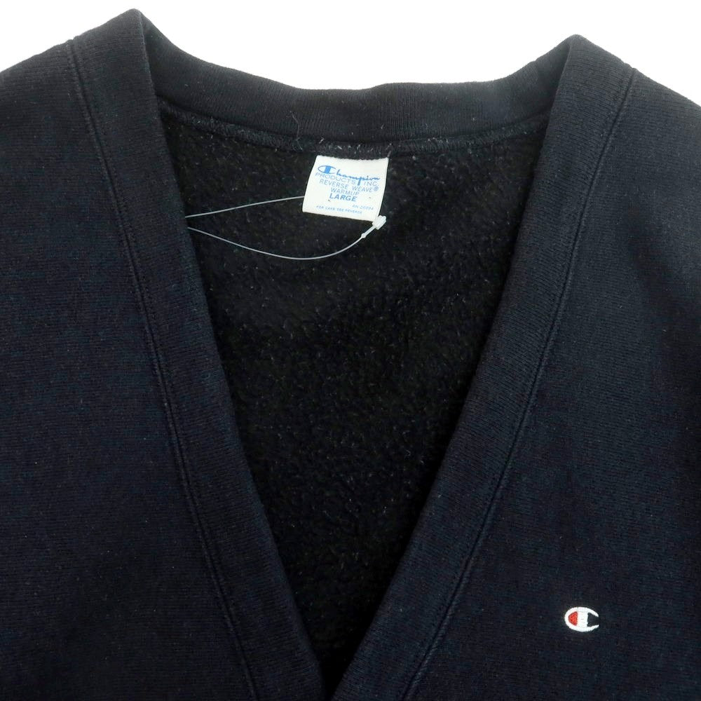 【中古】チャンピオン Champion コットンポリエステル スウェット カーディガン ブラック【 L 】【 状態ランクC 】【 メンズ 】