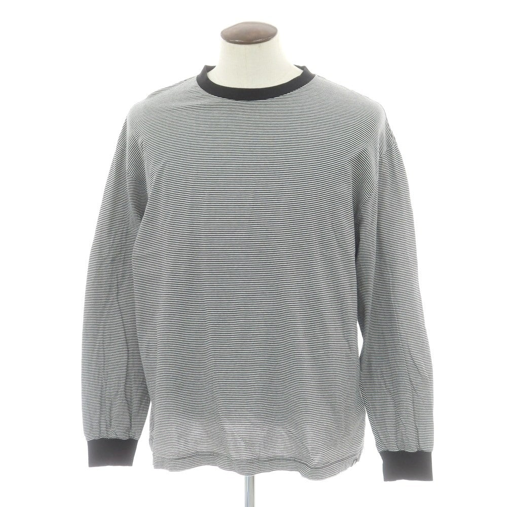 【中古】ソフネット SOPHNET. コットン ボーダー クルーネック 長袖Ｔシャツ ブラックxホワイト【サイズXL】【 状態ランクB 】【 メンズ 】 [CPD]