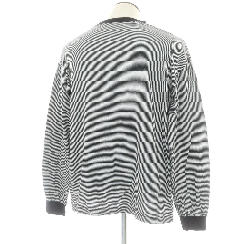 【中古】ソフネット SOPHNET. コットン ボーダー クルーネック 長袖Ｔシャツ ブラックxホワイト【サイズXL】【 状態ランクB 】【 メンズ 】 [CPD]