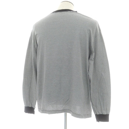 【中古】ソフネット SOPHNET. コットン ボーダー クルーネック 長袖Ｔシャツ ブラックxホワイト【 XL 】【 状態ランクB 】【 メンズ 】