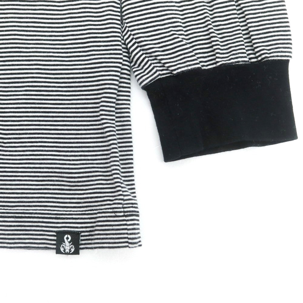 【中古】ソフネット SOPHNET. コットン ボーダー クルーネック 長袖Ｔシャツ ブラックxホワイト【サイズXL】【 状態ランクB 】【 メンズ 】 [CPD]