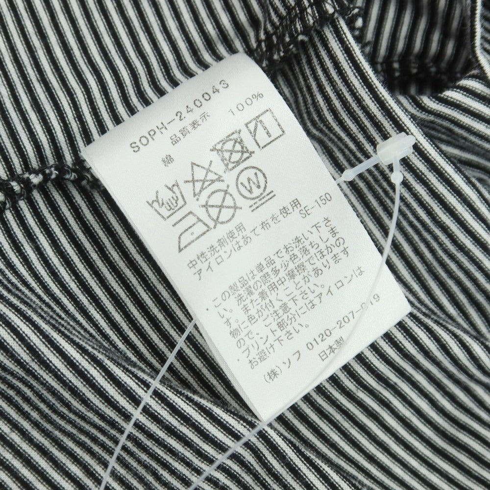 【中古】ソフネット SOPHNET. コットン ボーダー クルーネック 長袖Ｔシャツ ブラックxホワイト【サイズXL】【 状態ランクB 】【 メンズ 】 [CPD]