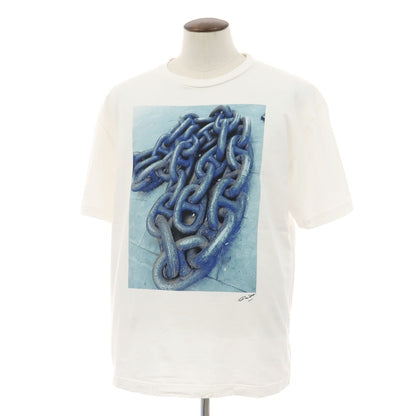 【SALE10%OFF/返品不可】【中古】ユニフォームエクスペリメント uniform experiment × 森山 大道 コットン クルーネック 半袖Ｔシャツ ホワイト【 サイズ5 】【 状態ランクC 】【 メンズ 】