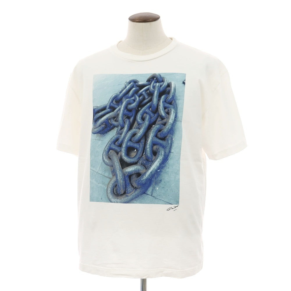 【中古】ユニフォームエクスペリメント uniform experiment × 森山 大道 コットン クルーネック 半袖Ｔシャツ ホワイト【サイズ5】【 状態ランクC 】【 メンズ 】 [CPD]