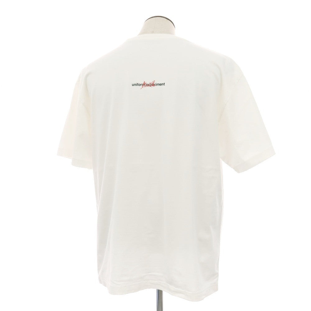 【中古】ユニフォームエクスペリメント uniform experiment × 森山 大道 コットン クルーネック 半袖Ｔシャツ ホワイト【サイズ5】【 状態ランクC 】【 メンズ 】 [CPD]