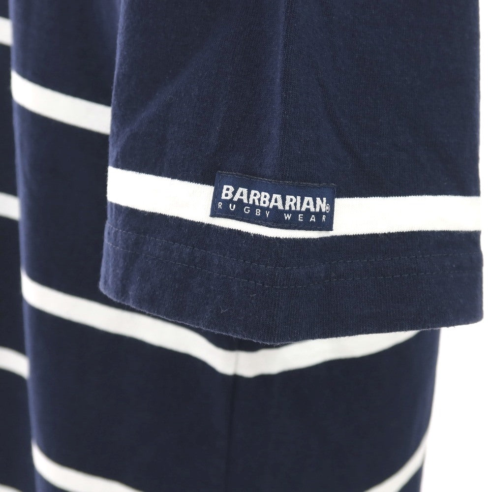 【中古】ソフネット SOPHNET. × BARBARIAN コットン ボーダー クルーネック 半袖Ｔシャツ ネイビーxホワイト【サイズXL】【 状態ランクC 】【 メンズ 】