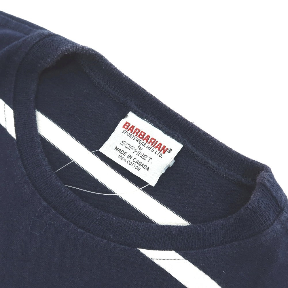 【中古】ソフネット SOPHNET. × BARBARIAN コットン ボーダー クルーネック 半袖Ｔシャツ ネイビーxホワイト【サイズXL】【 状態ランクC 】【 メンズ 】