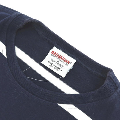 【中古】ソフネット SOPHNET. × BARBARIAN コットン ボーダー クルーネック 半袖Ｔシャツ ネイビーxホワイト【サイズXL】【 状態ランクC 】【 メンズ 】