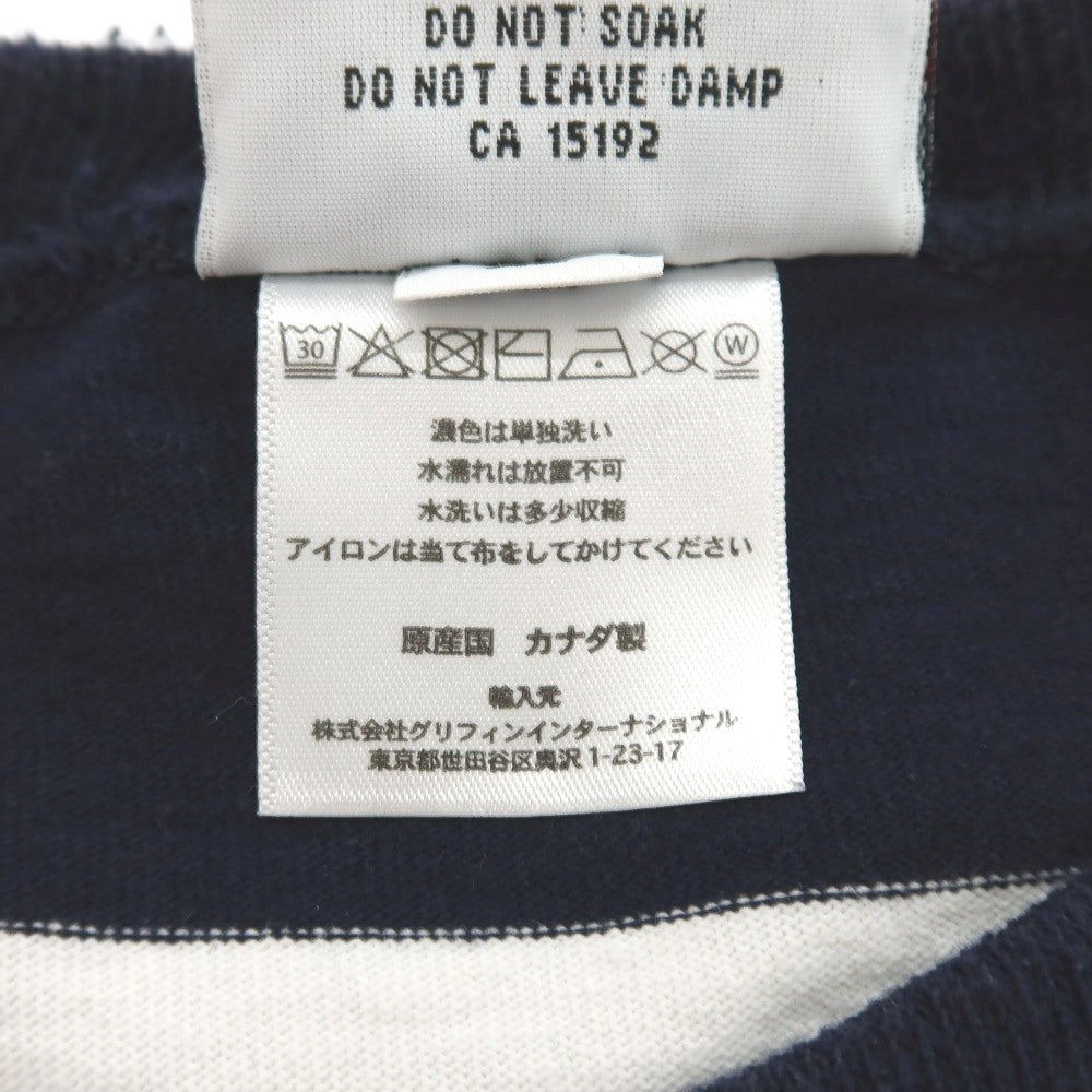 【中古】ソフネット SOPHNET. × BARBARIAN コットン ボーダー クルーネック 半袖Ｔシャツ ネイビーxホワイト【サイズXL】【 状態ランクC 】【 メンズ 】