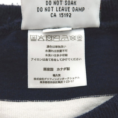 【中古】ソフネット SOPHNET. × BARBARIAN コットン ボーダー クルーネック 半袖Ｔシャツ ネイビーxホワイト【サイズXL】【 状態ランクC 】【 メンズ 】
