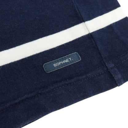 【中古】ソフネット SOPHNET. × BARBARIAN コットン ボーダー クルーネック 半袖Ｔシャツ ネイビーxホワイト【サイズXL】【 状態ランクC 】【 メンズ 】