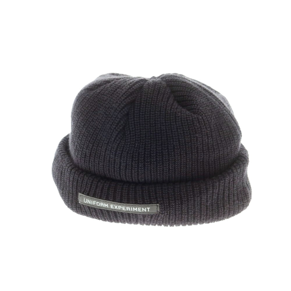 【中古】ユニフォームエクスペリメント uniform experiment LABEL WATCH CAP アクリルウール ニットキャップ ダークネイビー系【 FREE 】【 状態ランクC 】【 メンズ 】