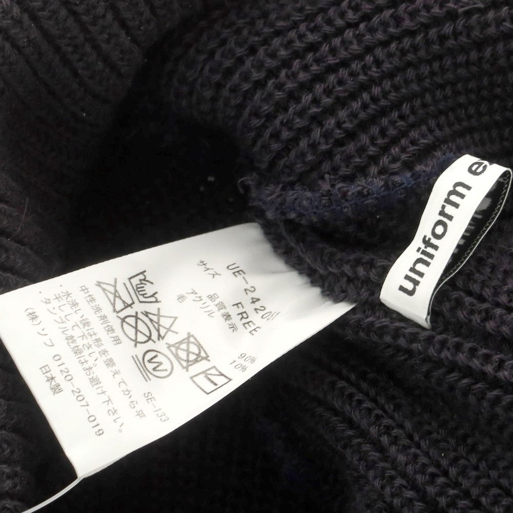 【中古】ユニフォームエクスペリメント uniform experiment LABEL WATCH CAP アクリルウール ニットキャップ ダークネイビー系【 FREE 】【 状態ランクC 】【 メンズ 】