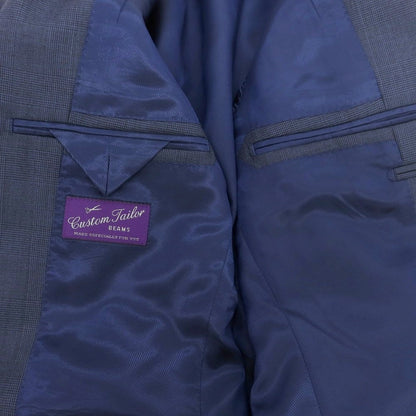 【中古】カスタムテーラー ビームス Custom Tailor BEAMS ウール チェック 3つボタンスーツ ネイビー【 表記なし（S位） 】【 状態ランクB 】【 メンズ 】