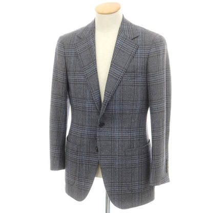 【中古】カスタムテーラー ビームス Custom Tailor BEAMS ウールシルク チェック 3B テーラードジャケット グレーxネイビー【 表記なし（S位） 】【 状態ランクB 】【 メンズ 】