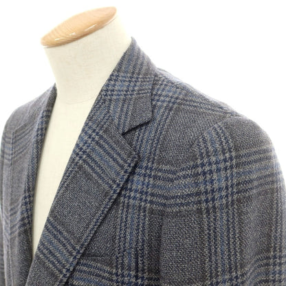 【中古】カスタムテーラー ビームス Custom Tailor BEAMS ウールシルク チェック 3B テーラードジャケット グレーxネイビー【 表記なし（S位） 】【 状態ランクB 】【 メンズ 】