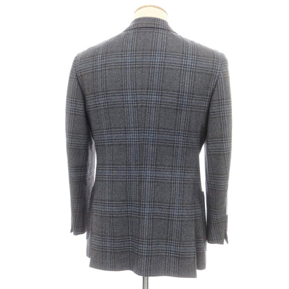 【中古】カスタムテーラー ビームス Custom Tailor BEAMS ウールシルク チェック 3B テーラードジャケット グレーxネイビー【 表記なし（S位） 】【 状態ランクB 】【 メンズ 】
