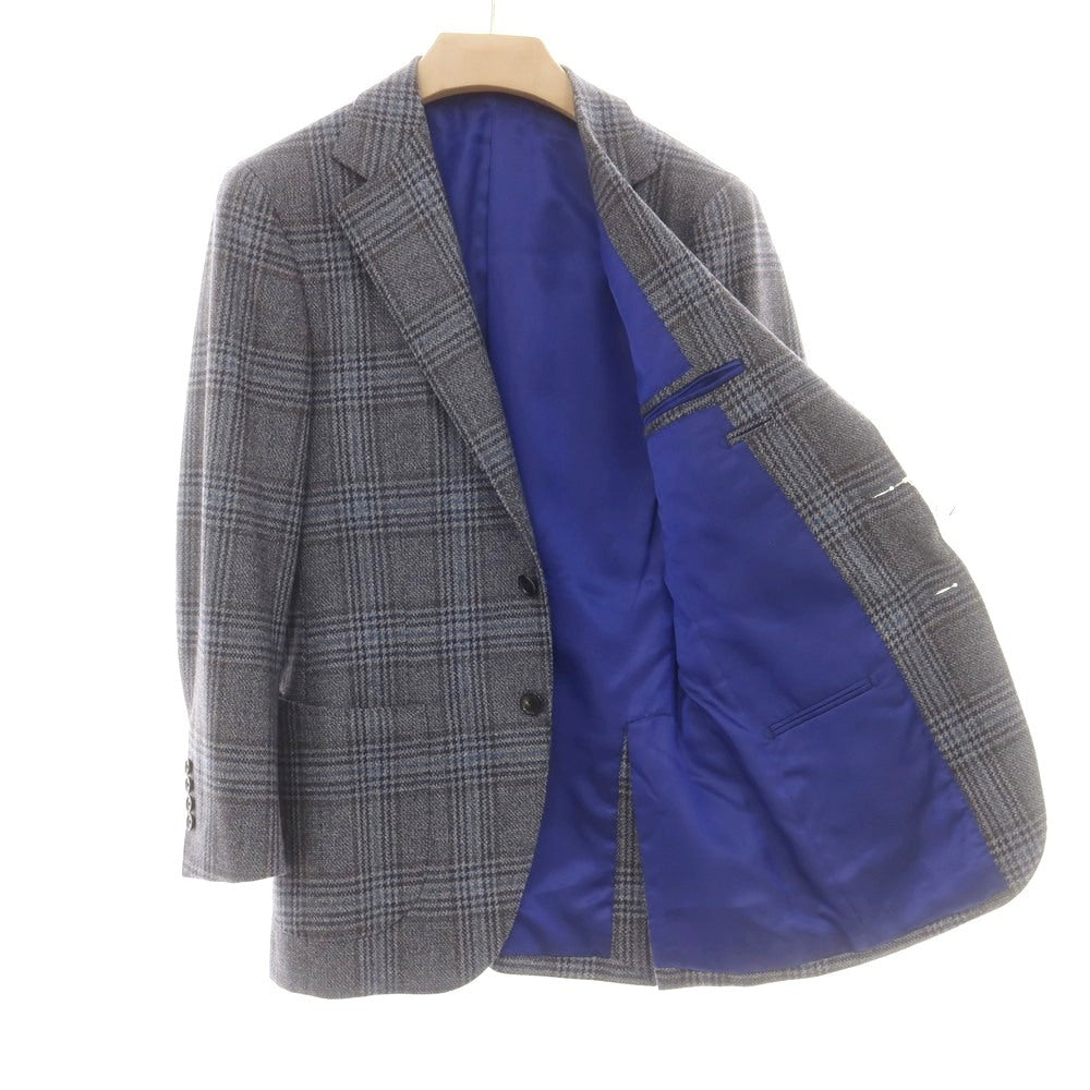 【中古】カスタムテーラー ビームス Custom Tailor BEAMS ウールシルク チェック 3B テーラードジャケット グレーxネイビー【 表記なし（S位） 】【 状態ランクB 】【 メンズ 】